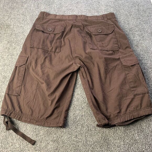 Ablanche Cargo Shorts Mens 38 Brown Y2K Baggy Fit Pockets 100% Cotton 12" Inseam - Picture 2 of 13